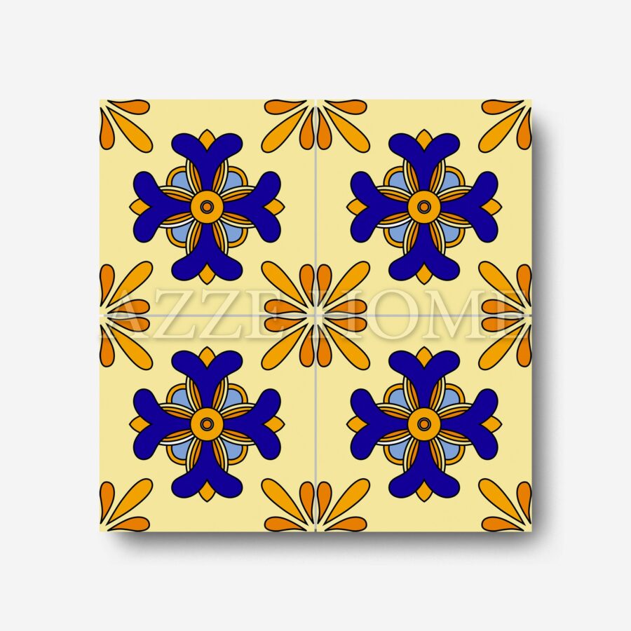 blue pattern backsplash tile imk07