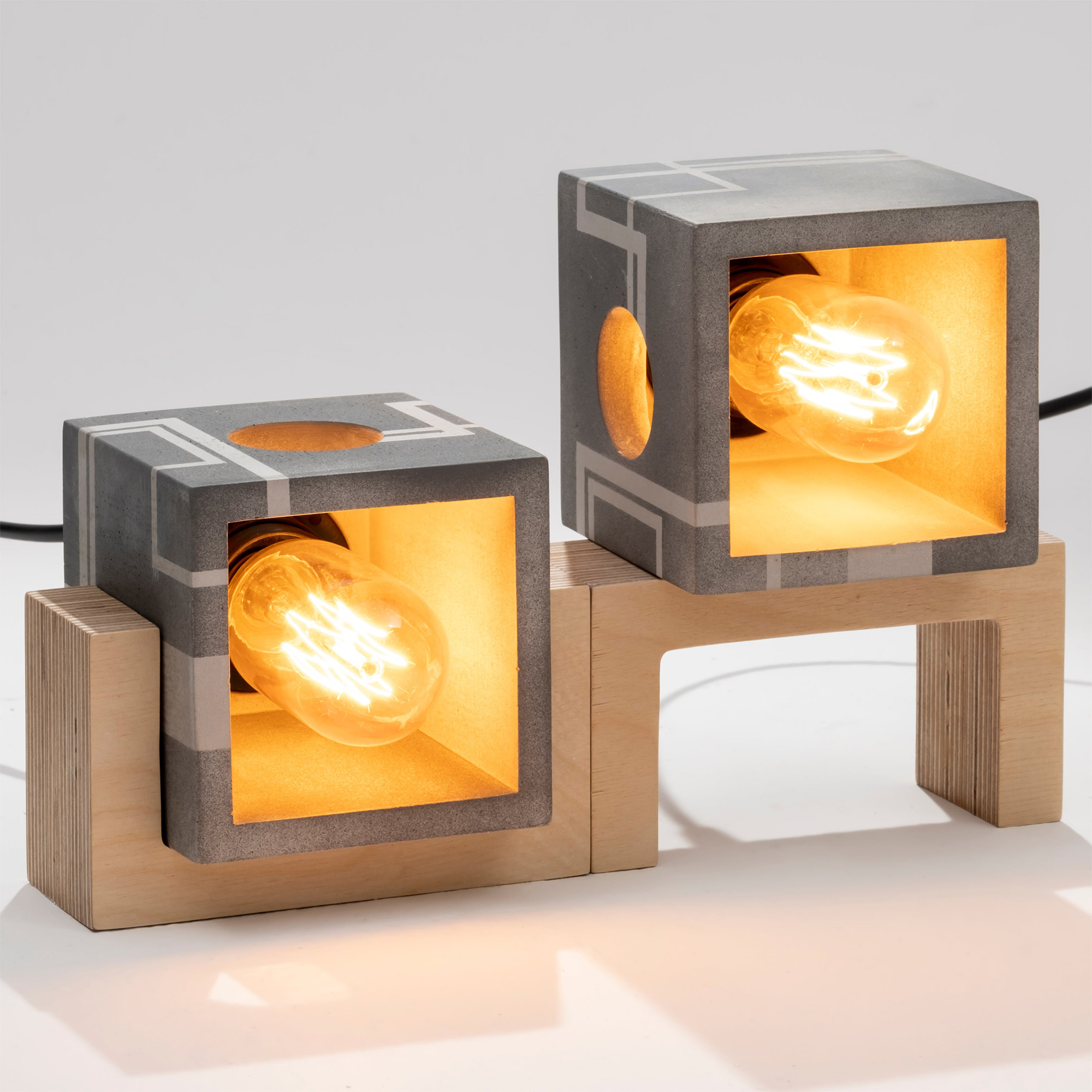 Patterned Concrete and Wood - Table Lamp - Image 3