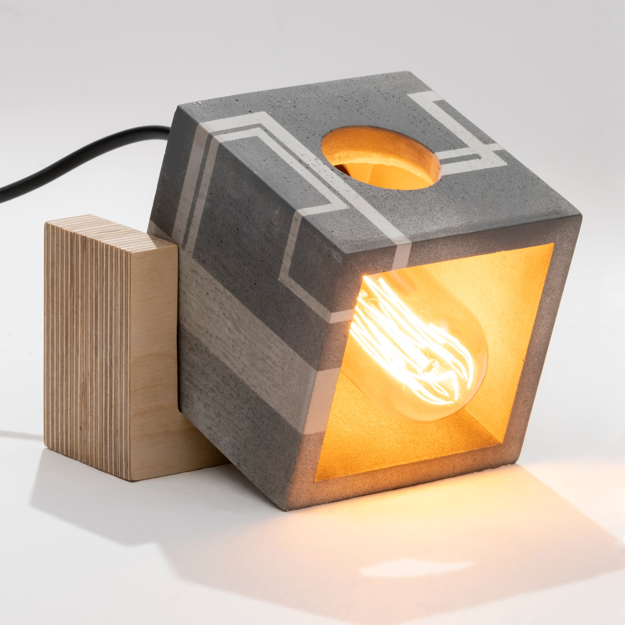 Patterned Concrete and Wood - Table Lamp - Image 4
